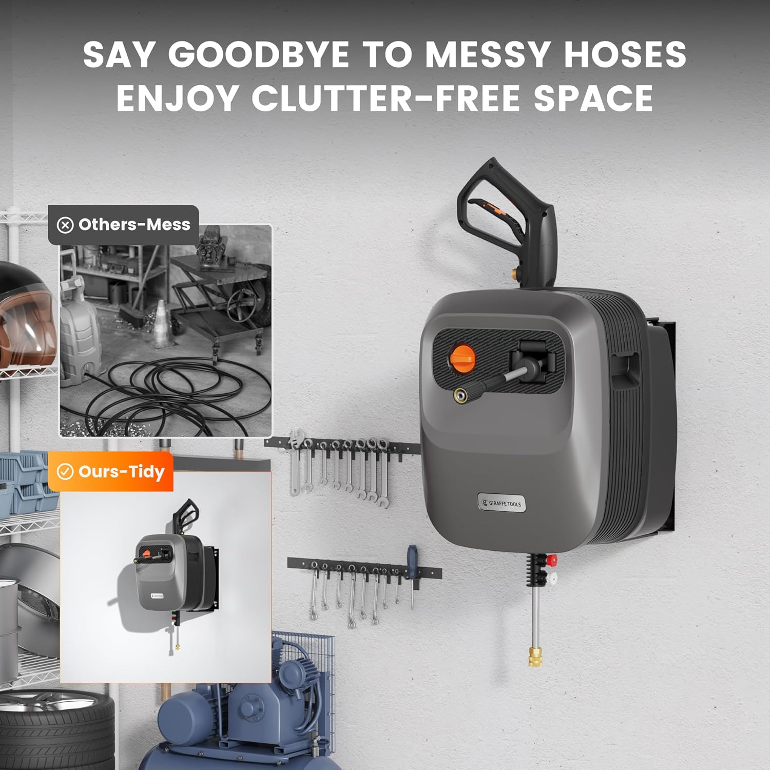 ⚡ [LIMITED TIME OFFER] Giraffe Tools G20 Pro Wall Mount Electric Power Washer with 65ft Auto-Retract Hose & Foam Cannon 🚚