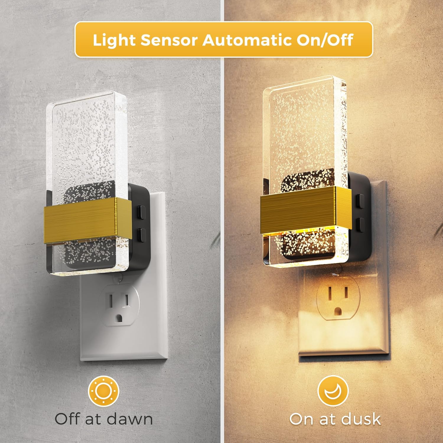  2 Pack 3CCT Night Lights Plug Into Wall, 2000K/3000K/5000K Adjustable Color Temperature Nightlight