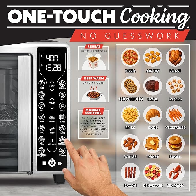 ⚡ Power Up & Save-Gourmia French Door Air Fryer Toaster Oven – 6-Slice Capacity, FryForce 360°, Digital Display with 17 Cooking Presets, Stainless Steel