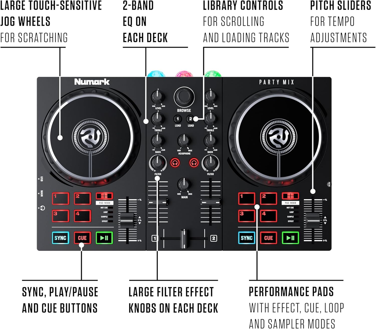 🔥Hot Sale🔥Party Mix II DJ Controller with Lights