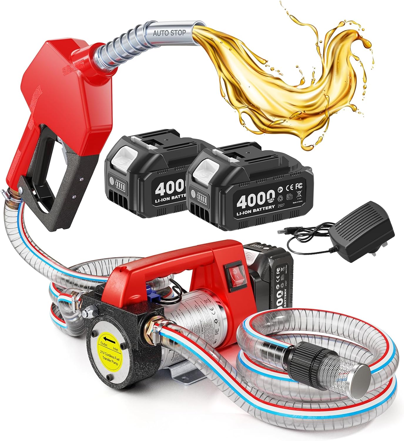 💥Today Only⚡TaskStar Battery Powered Fuel Transfer Pump Kit – 12GPM Cordless Electric Pump