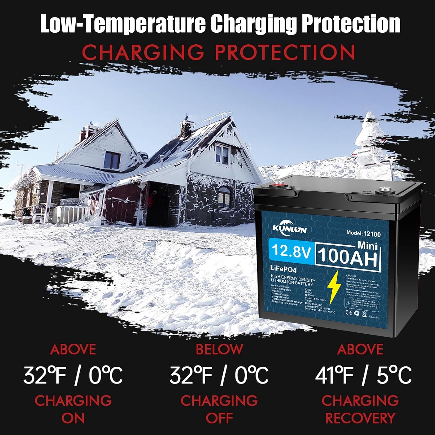 🔥Summer Sale🔥KUNLUN 12V 100Ah LiFePO4 High Capacity Battery