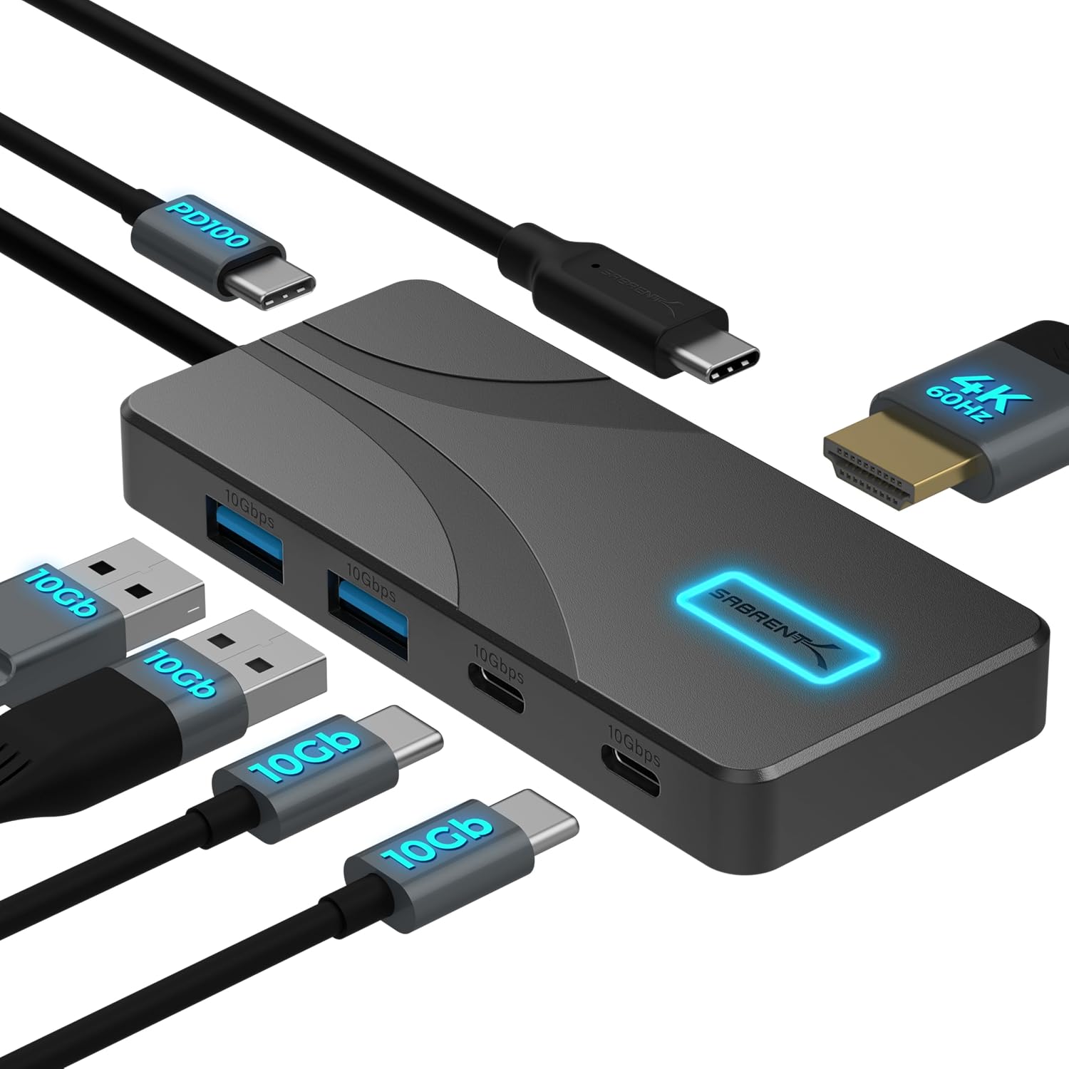  USB 3.2/3.1 Gen 2 Multiport USB C Hub Dock, 10Gbps, USB-C to 1xUSB-C/3xUSB-A