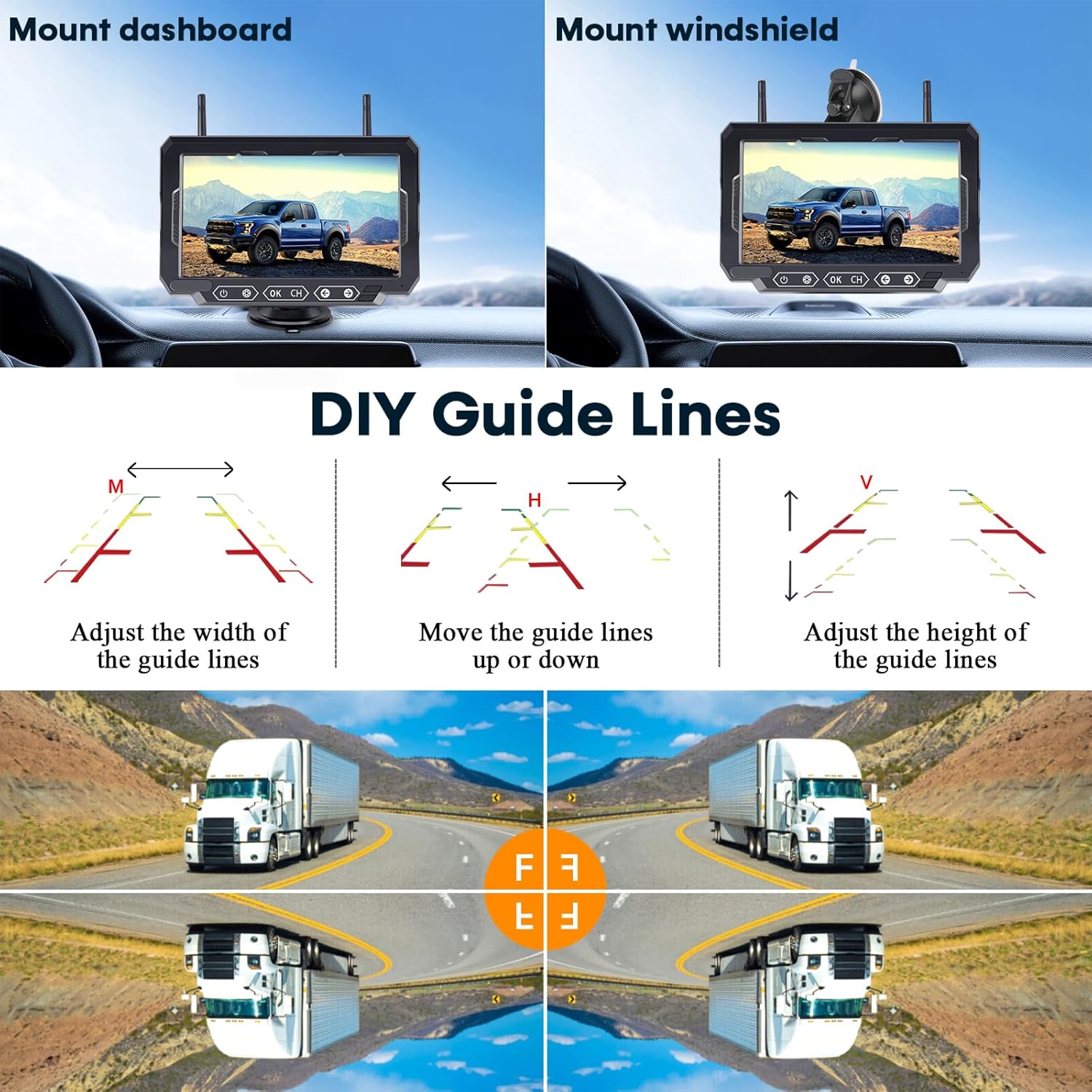💥Today Only⚡Magnetic Solar Wireless Backup Camera: 7" Portable 1 Min Easy Install