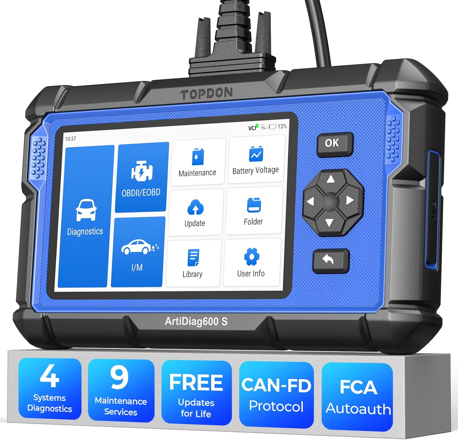 🚗🔧TOPDON AD600S ABS/SRS/AT/Engine Code Reader, 9 Reset Services, Free Lifetime Upgrade Scan Tool Car Battery Tester⚡📱