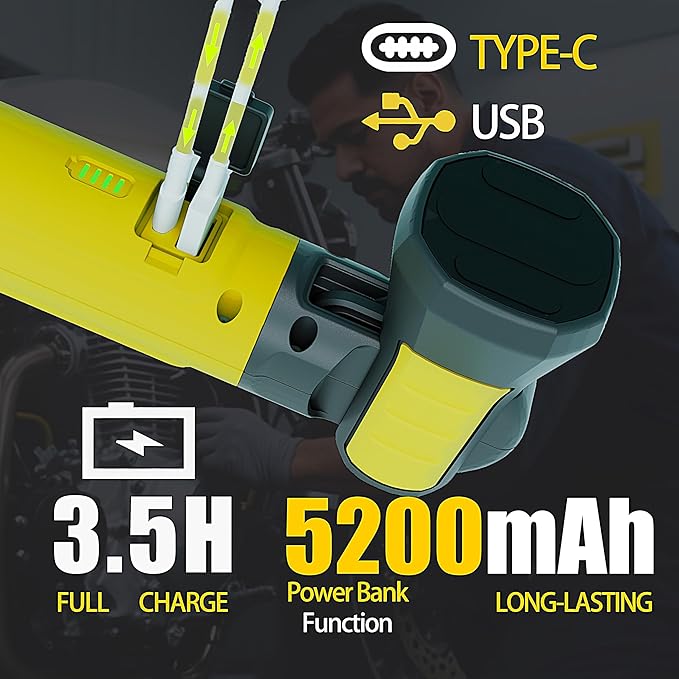 🔥FINAL HOURS🔥Magnetic Work Light - 3000LM Rechargeable LED Work Light Bar, 5200mAh Under Hood Mechanic Light for Garage, Workshop, Vehicle Inspection