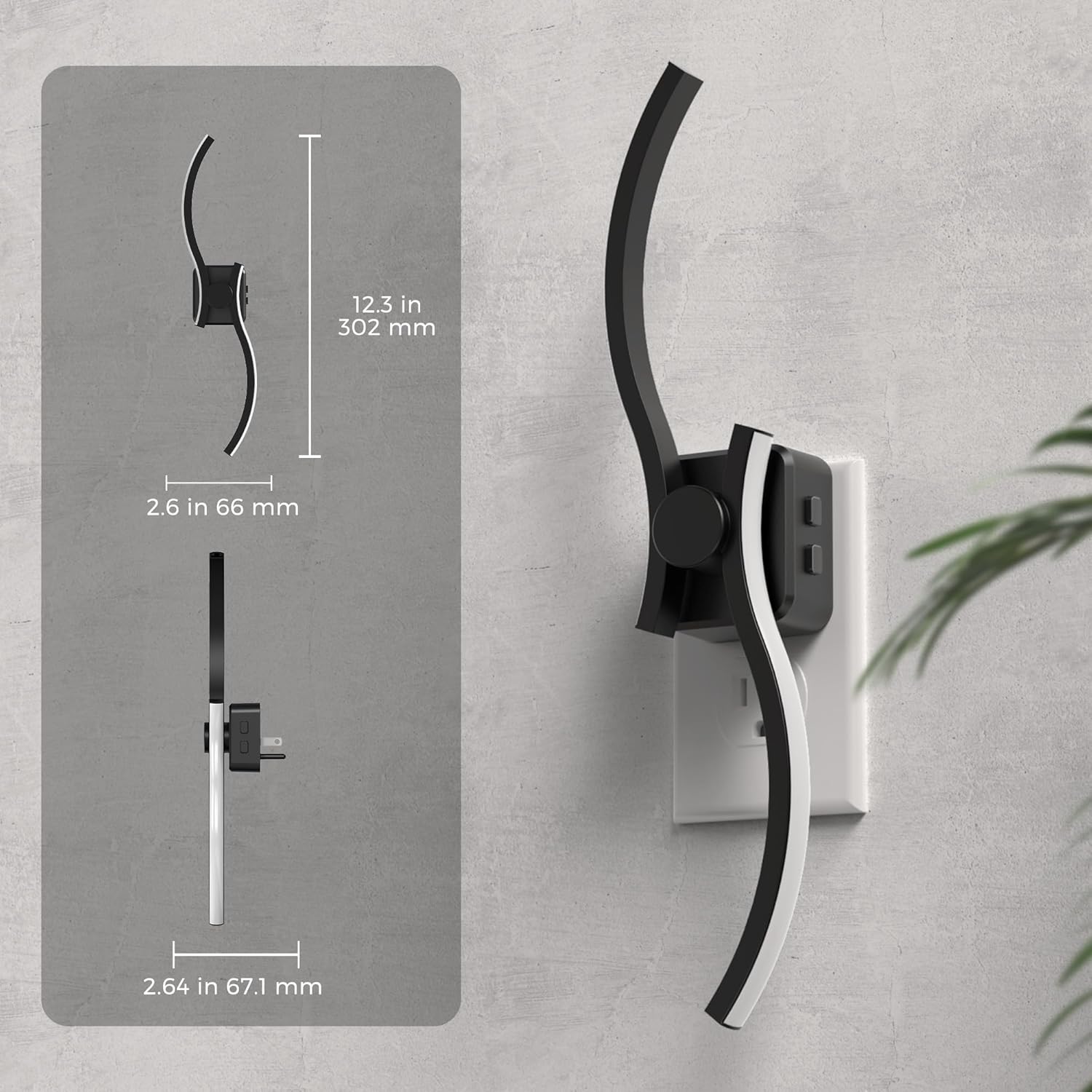 2 Pack Night Lights Plug into Wall, Modern Nightlight with Dusk to Dawn Sensor, 3000K & RBG Dimmable Wave Plug