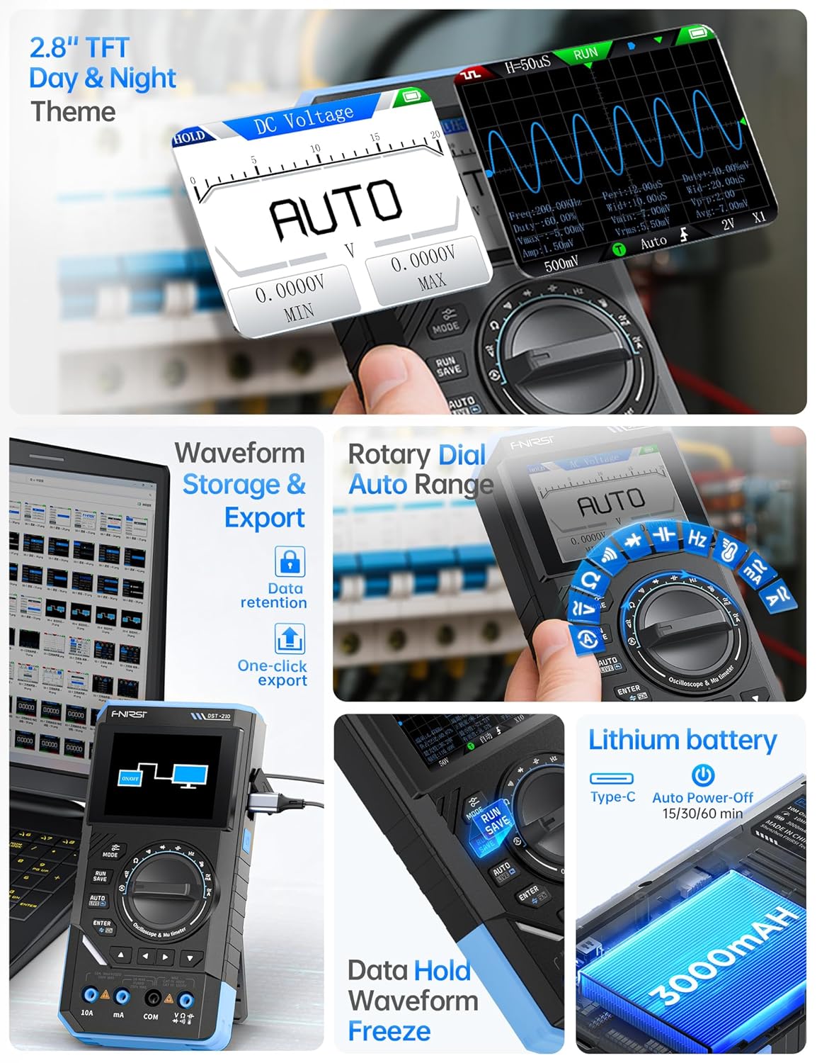 🔥Summer SALE🔥FNIRSI DST-210 Handheld Oscilloscope