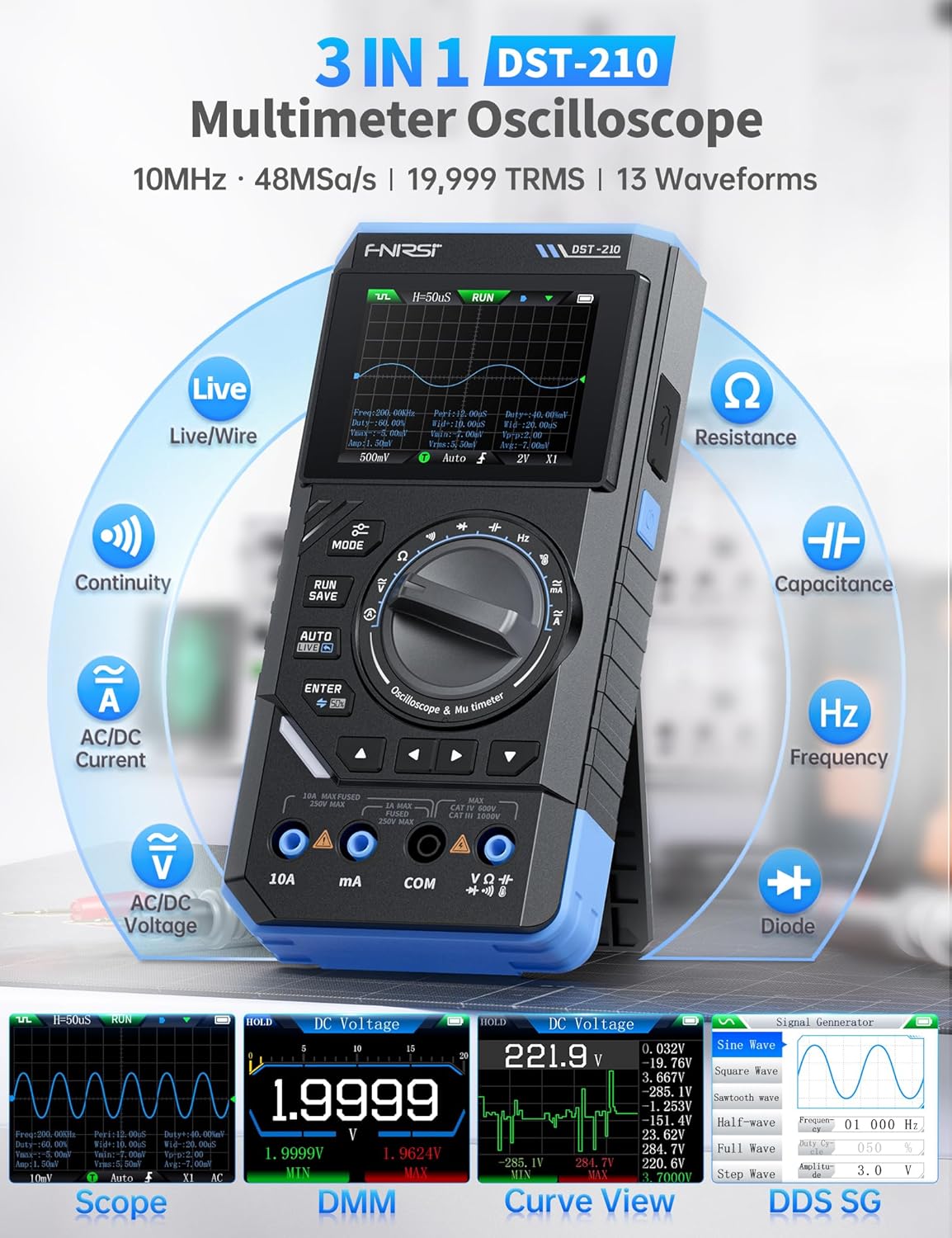 🔥Summer SALE🔥FNIRSI DST-210 Handheld Oscilloscope