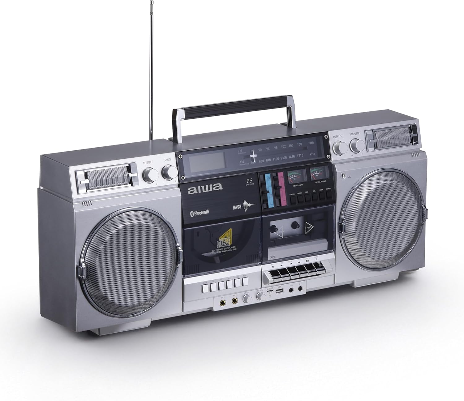 aiwa Retro Boombox BackTrack CD Player with Cassette Recording