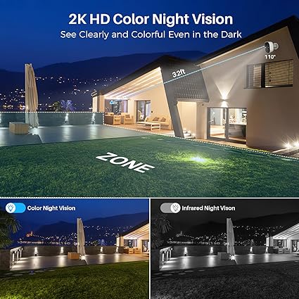 Security Cameras Wireless Outdoor Indoor, 2K Battery Powered WiFi Camera for Home Security