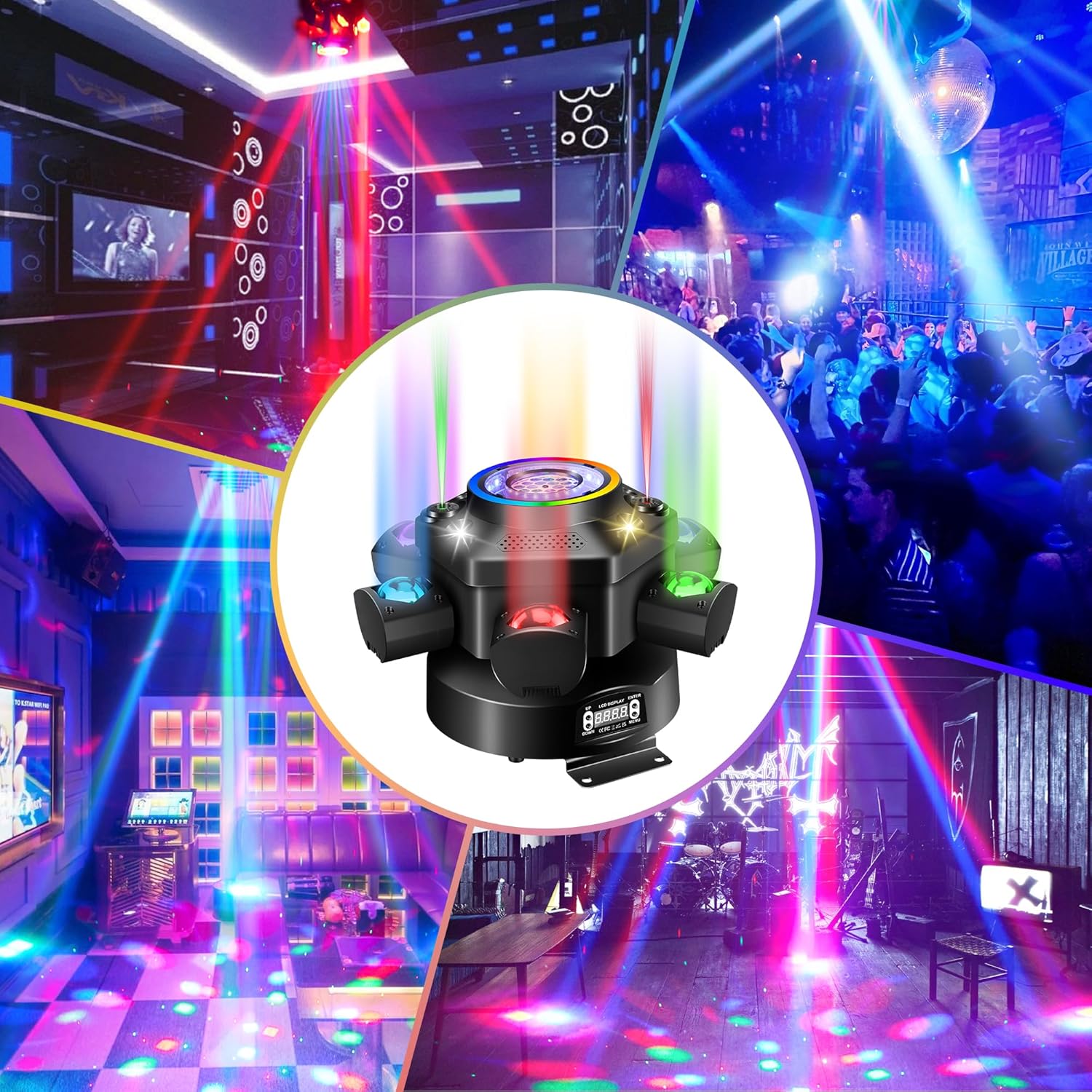 📢 Limited-Time Promotion 🔥Moving-Head DJ Light — Integrating RGB Starlight, Rotating Magic Ball, and LED Matrix