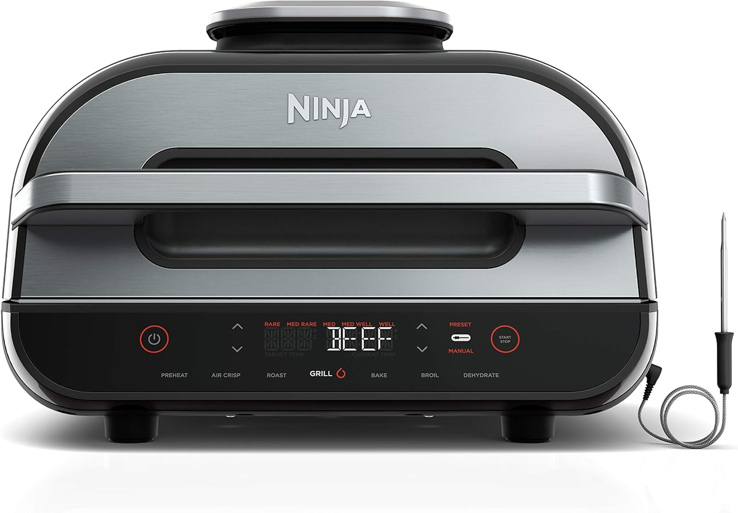 🔥 HOT SALE 📢 6-in-1 Smart Indoor Grill & Air Fryer Combo [XL / Standard Family Size] - Up to 50% OFF, Nonstick Air Crisp Countertop Cooker with Smart Meat Thermometer & Splatter Shield 🚀