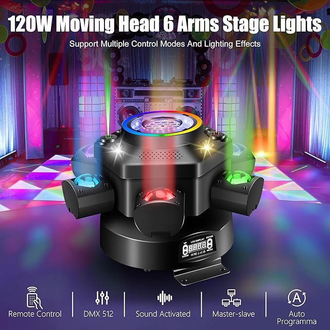 📢 Limited-Time Promotion 🔥Moving-Head DJ Light — Integrating RGB Starlight, Rotating Magic Ball, and LED Matrix