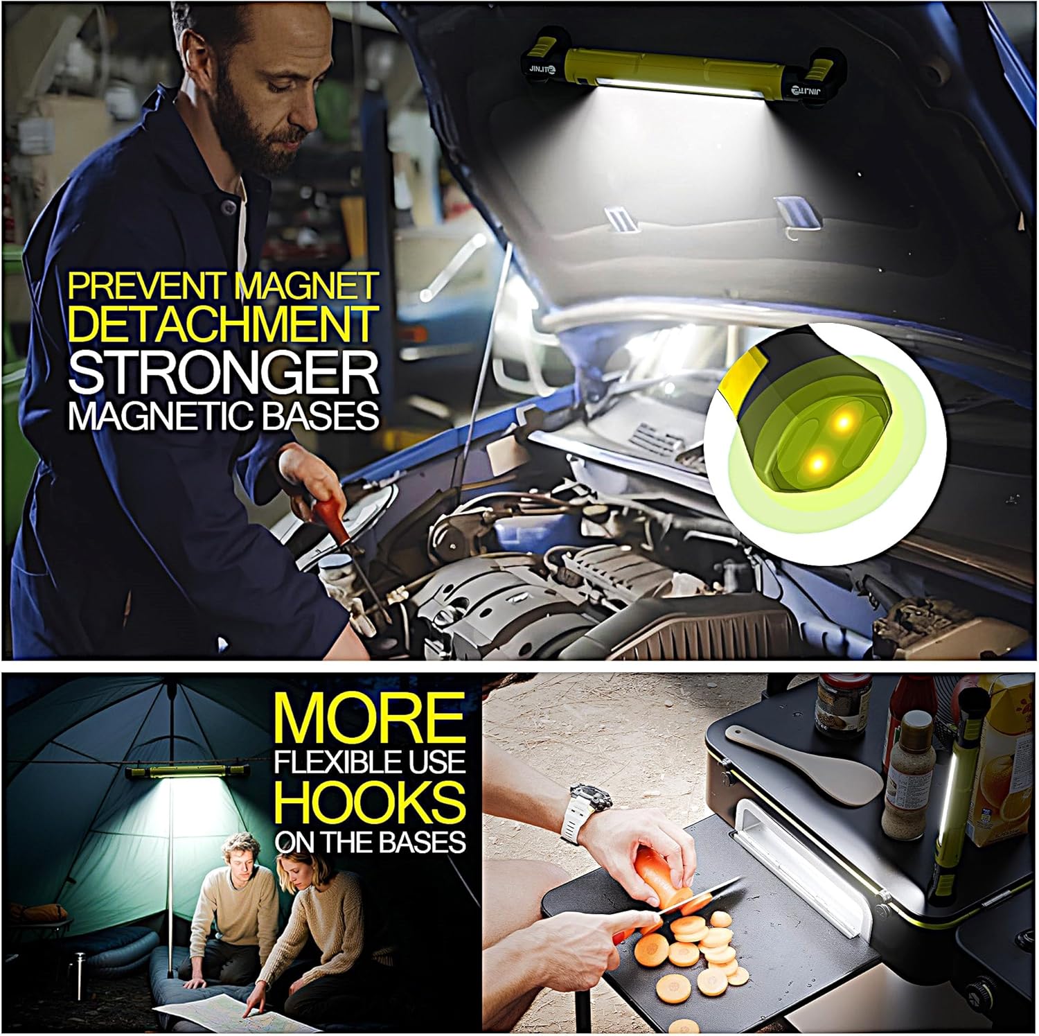 🔥FINAL HOURS🔥Magnetic Work Light - 3000LM Rechargeable LED Work Light Bar, 5200mAh Under Hood Mechanic Light for Garage, Workshop, Vehicle Inspection