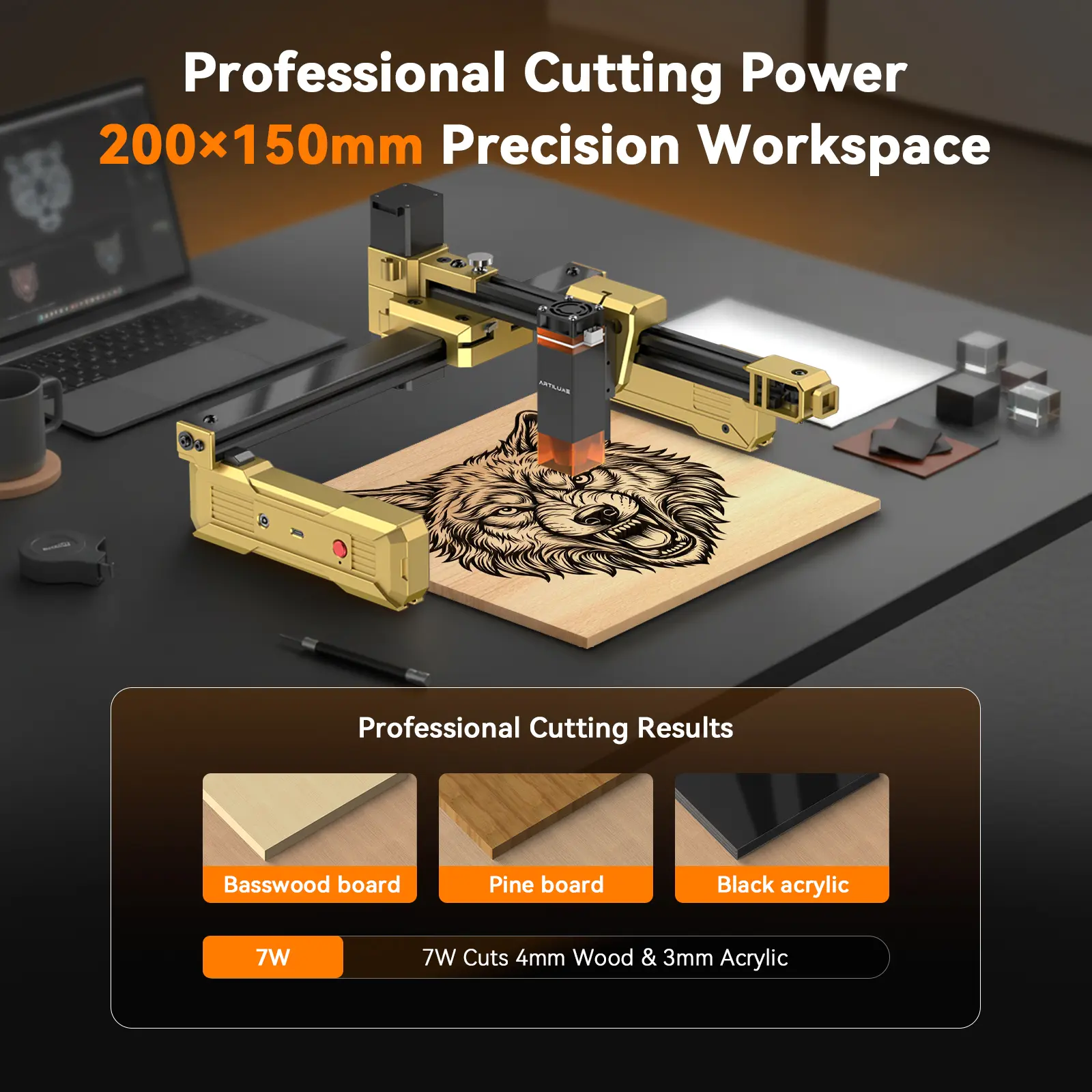 Artilume T1 Foldable Laser Engraver, No Assembly Required, Portable Use Anywhere