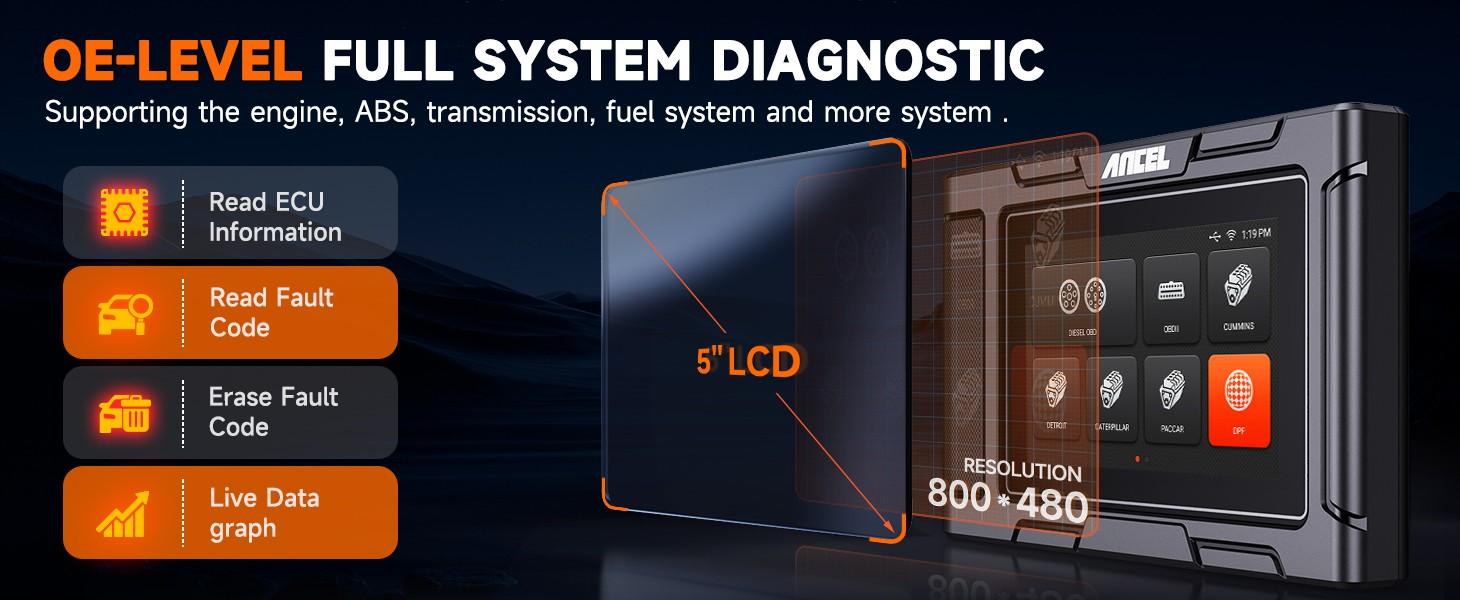 ANCEL HD3400 PRO Heavy Duty Truck Scanner DPF Regen Scanner for Cummins/Detroit Caterpillar/Paccar/Volvo/Mack International Engines, 2-in-1 Diesel Truck Car All System Diagnostic Tool HDOBD Code Reader,car accessories ANCEL HD3400 PRO Heavy Duty Truck Scanner DPF Regen Scanner for Cummins/Detroit Caterpillar/Paccar/Volvo/Mack International Engines, 2-in-1 Diesel Truck Car All System Diagnostic Tool HDOBD Code Reader,car accessories