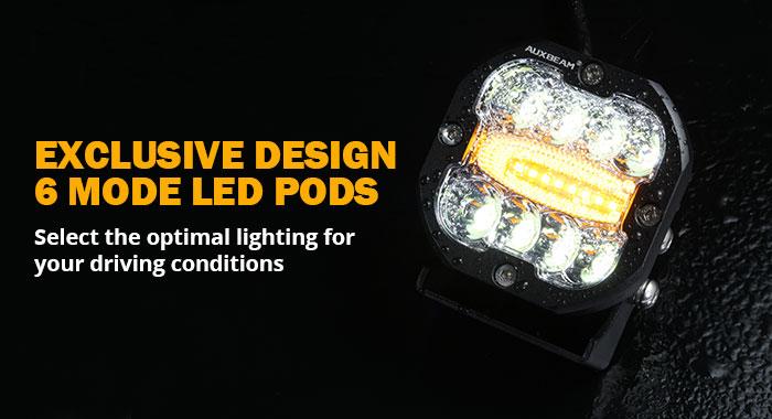 AUXBEAM X-PRO Series 3 Inch 6 Modes Dual Color LED Light Pods 96W Spot Flood Combo Amber White for Trucks Jeep IP68 Waterproof Offroad Driving Lights 2pcs Set LED Car Lights LED Work Lights outdoorfun Led Backlights fathersdaygift