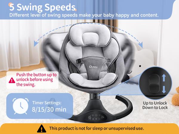 LAREX Baby Swing for Infants,Electric Bouncer for Babies,newborn baby stuff,Portable Electric Baby Swing,Remote Control Indoor Baby Rocker with 5 Sway Speeds,10 Music and Bluetooth,Bounce Chair with anti-Slip Feet,Baby items,DealsForYouDays