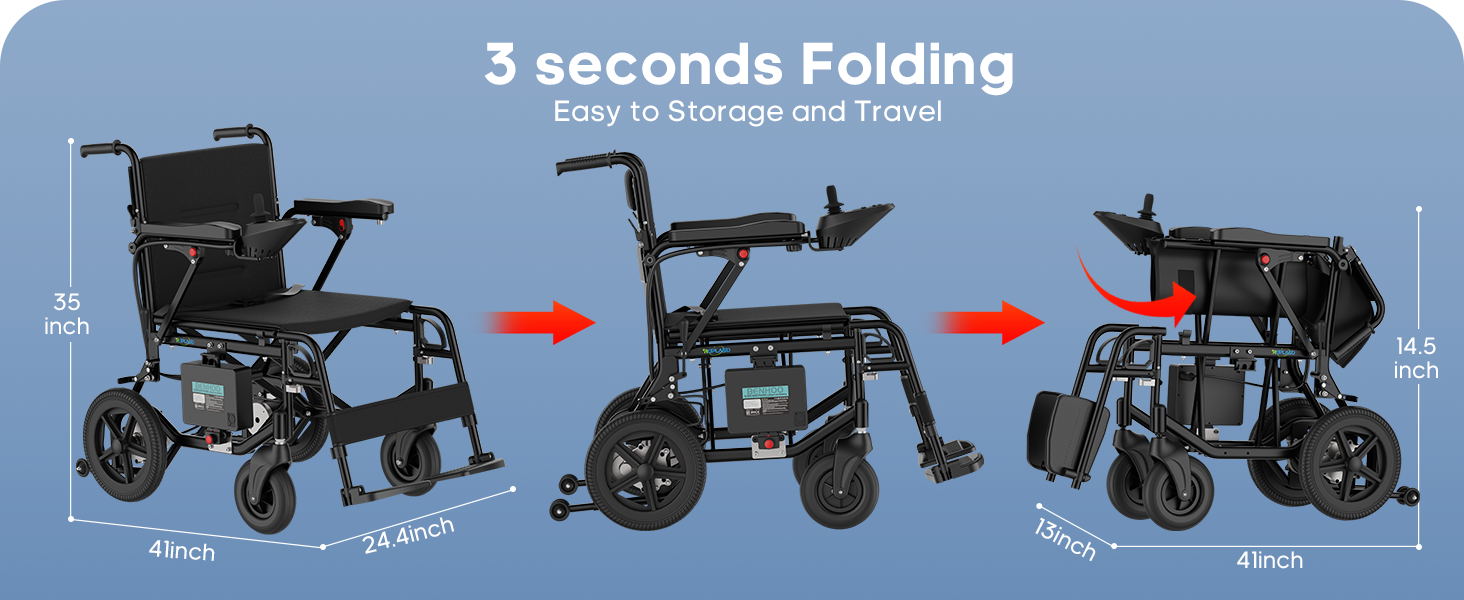 Electric Wheelchair for Adults Lightweight Foldable