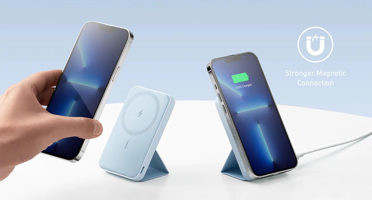 Anker Magnetic Power Bank, Built-In Foldable Stand, USB-C Port on the Side, 5,000mAh Capacity, Perfectly Compatible with iPhone 17/16/15/14/13 Series summervibes