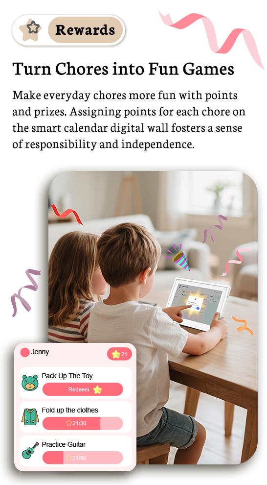 BSIMB 10.1 Inch Digital Calendar Chore Chart, Electronic Calendar Smart Family Planner 1080P FHD Touchscreen Interactive Display Wall & Desk Mount Seamless Scheduling White