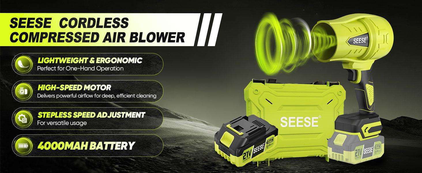【FathersDayGift】SEESE Turbo Jet Blower,Leaf Blower, Violent Turbo Fan, Pure Copper Motor,Car Drying After Wash, Handheld Snow Blower,Cordless Turbo Power Air Duster,Home Improve,Garden Mainte Holiday gifts