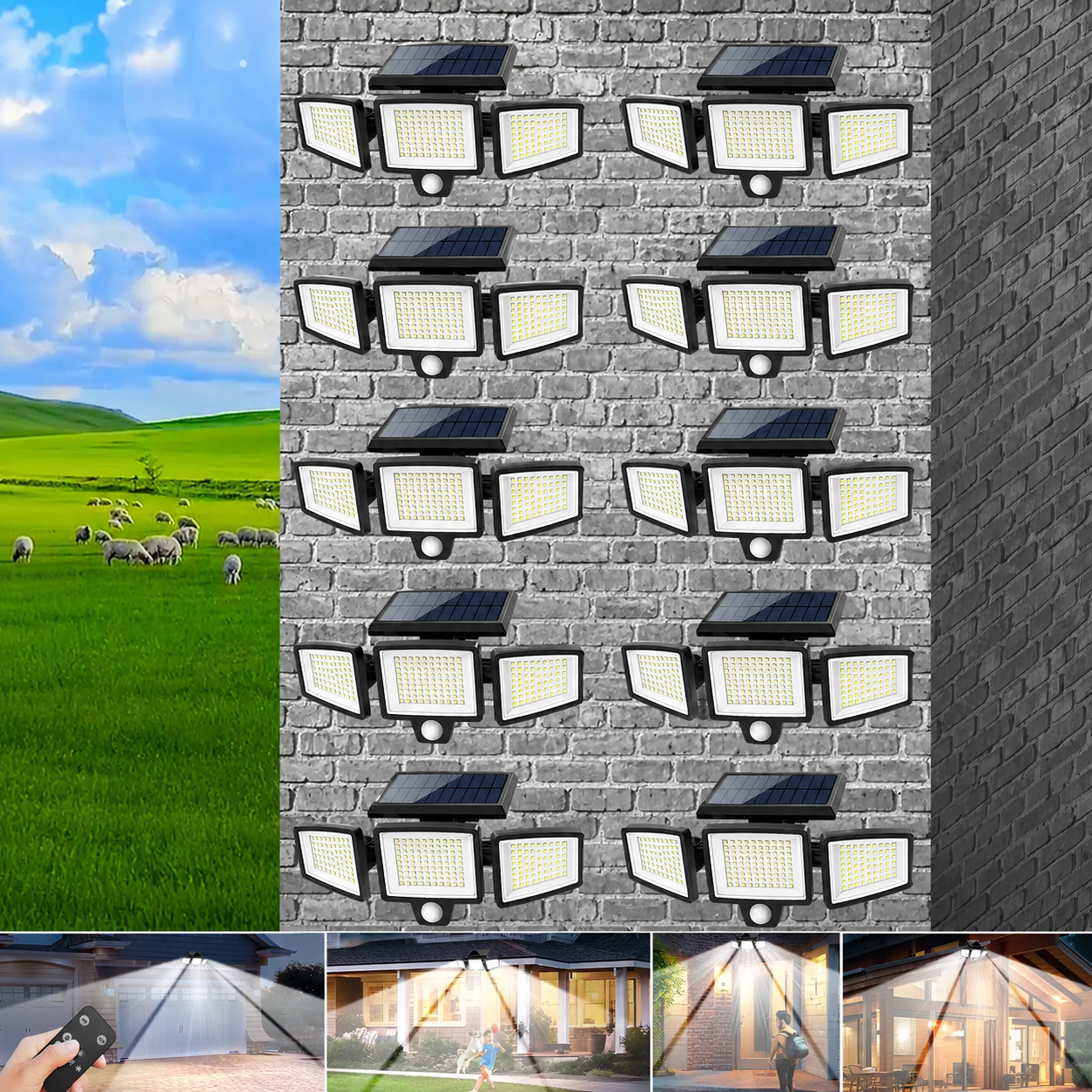 【BIG SALE】Tuffenough Solar Outdoor Lights 2500LM 210LED Security Lights,3 Heads Dimmable SpotLights with 3 Modes,IP65 Waterproof,Suitable for Yard, Garage, Porch, Pool,Garden,Barn,Patio,#Summervibes
