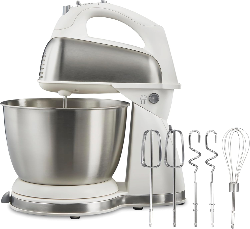 【BIG SALE】This classic 2-in-1 stand mixer features 6 speed settings, 290 watts of power, 5 attachments, a 4-quart stainless steel mixing bowl, and a detachable hand mixer. It is suitable for baking, kneading, whipping, and more.
