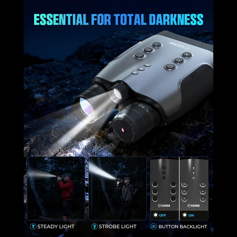 【PRICE SLASH】CIGMAN 4K Night Vision Goggles for Adults, Infrared Binoculars, 52MP Photo, With 5000mAh RechargeableBattery, 4" HD Screen & 64GB Card, For Hunting, Camping,Surveillance,Outdoor Enthusiasts, Gift, CNVPRO