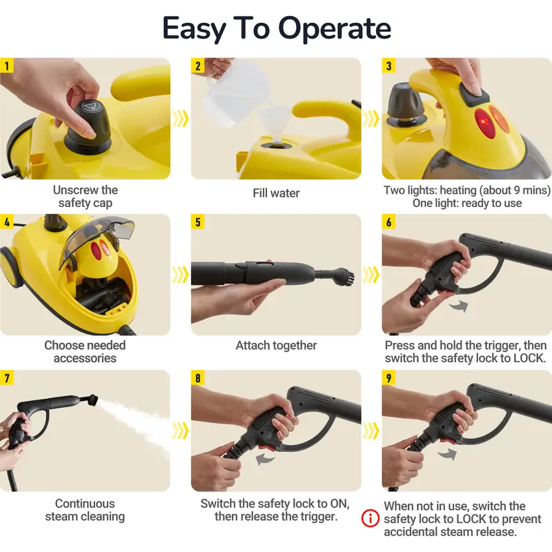 【Price Slash】Steambot Steam Cleaner With High Pressure Steam,Heavy Duty Chemical-Free Deep Cleaning forHouse,Kitchen,Bathroom,Car,BBQ Grill,Multi-Purpose Cleaning Steamer, grout brush, brass brush, steamer for cleaning