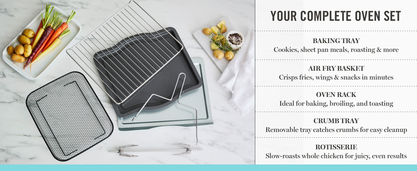 💥Special Offers  Martha Stewart French Door Air Fryer Toaster Oven Combo, 34QT Countertop Convection, 12-in-1, Bake, Broil, Roast, Fits 12” Pizza, Dehydrate, 5 Accessories, Air Fry Basket, Stainless Steel, Caviar Gray From the manufacturer
