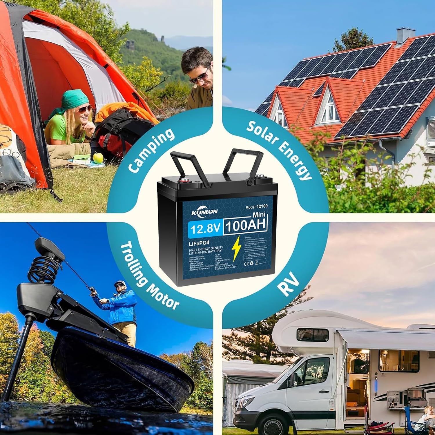 🔥Summer Sale🔥KUNLUN 12V 100Ah LiFePO4 High Capacity Battery