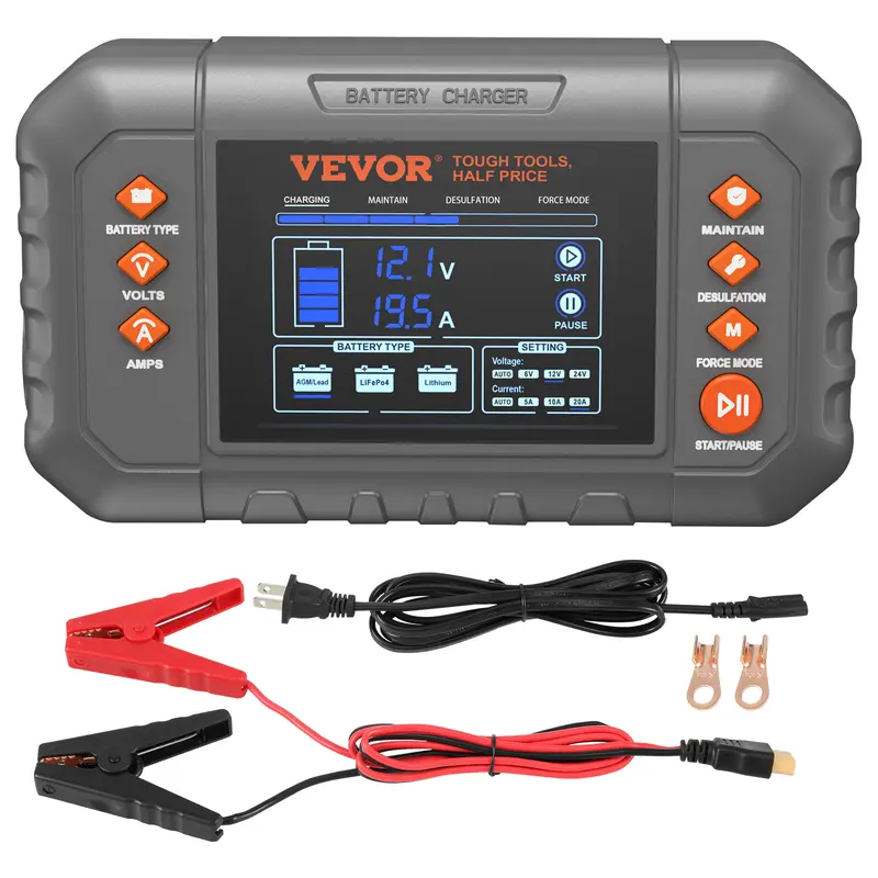 【BIG SALE】Smart Battery Charger, Summervibes, Various specifications, Lithium LiFePO4 Lead-Acid (AGM / Gel / SLA) Car Battery Charger with LCD Display, Trickle Charger Maintainer Desulfator for Boat Motorcycle Lawn Mower Deep Cycle