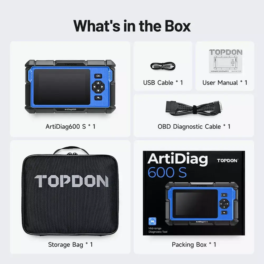 【BIG SALE】AD600S Car Vehicle OBD2 Scanner, Diagnostic Tool, ABS SRS Transmission Engine Code Reader, 9 Reset Services Scan Tool, Oil/Brake/BMS/SAS/DPF/TPMS/ETS Reset, Injector Coding, Lifetime Free Update