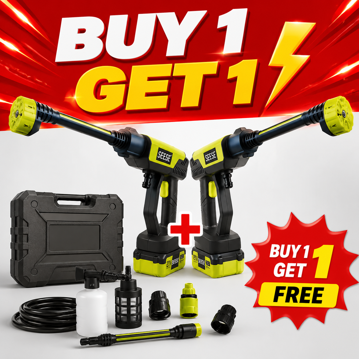 🔥【FathersDayGift】SEESE Cordless Pressure Washer and Single Port Charger Base