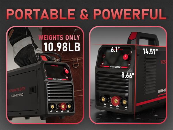 YESWELDER FLUX-135PRO 135Amp 110V Flux Core MIG Welder, Gasless MIG/Lift TIG/Stick 3-in-1 Welding Machine, Digital Display DC IGBT Synergic Control YESWELDER FLUX-135PRO 135Amp 110V Flux Core MIG Welder, Gasless MIG/Lift TIG/Stick 3-in-1 Welding Machine, Digital Display DC IGBT Synergic Control
