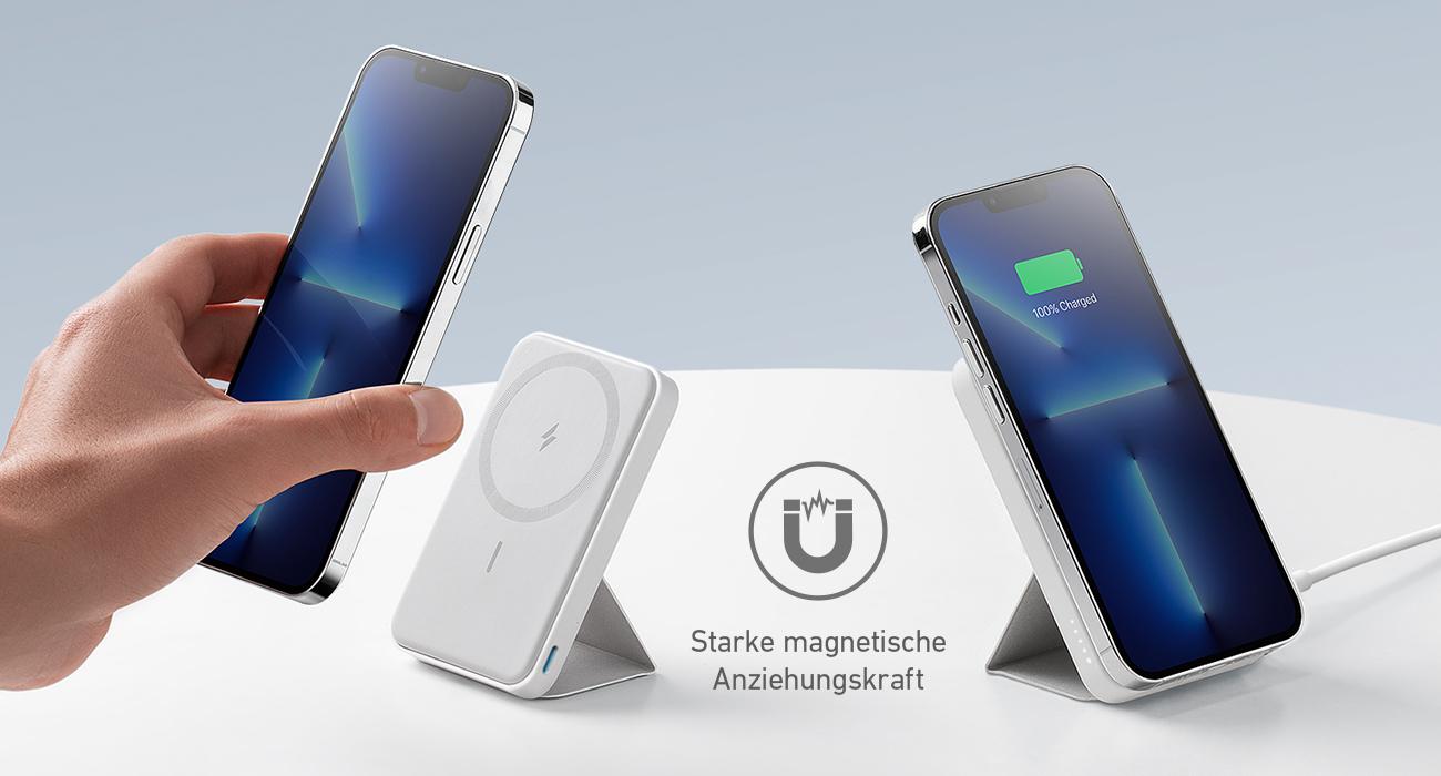 Anker Magnetic Power Bank, Built-In Foldable Stand, USB-C Port on the Side, 5,000mAh Capacity, Perfectly Compatible with iPhone 17/16/15/14/13 Series summervibes