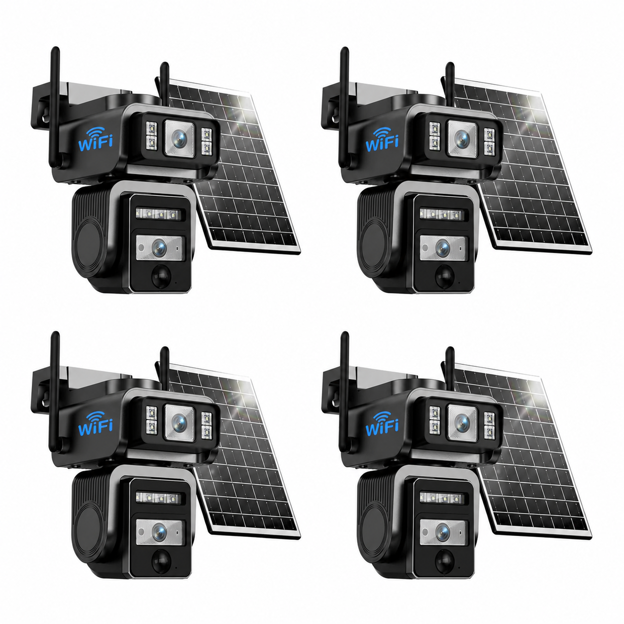 Dual-Lens Solar Security Camera Outdoor, 1080P Wireless WiFi CCTV with Auto Tracking, Color Night Vision, PIR Motion Detection & 2-Way Audio