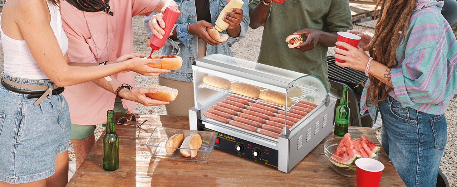 hot dog roller machine with cover