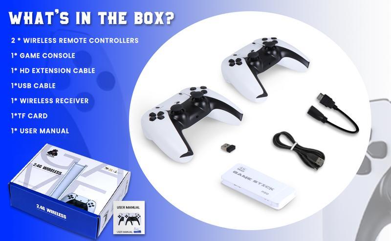 NEW Ultra Retro Game Console with 40,000+ Classic Games, Dual Wireless Controllers & Portable Emulator, Childhood Classic Game Stick Usb