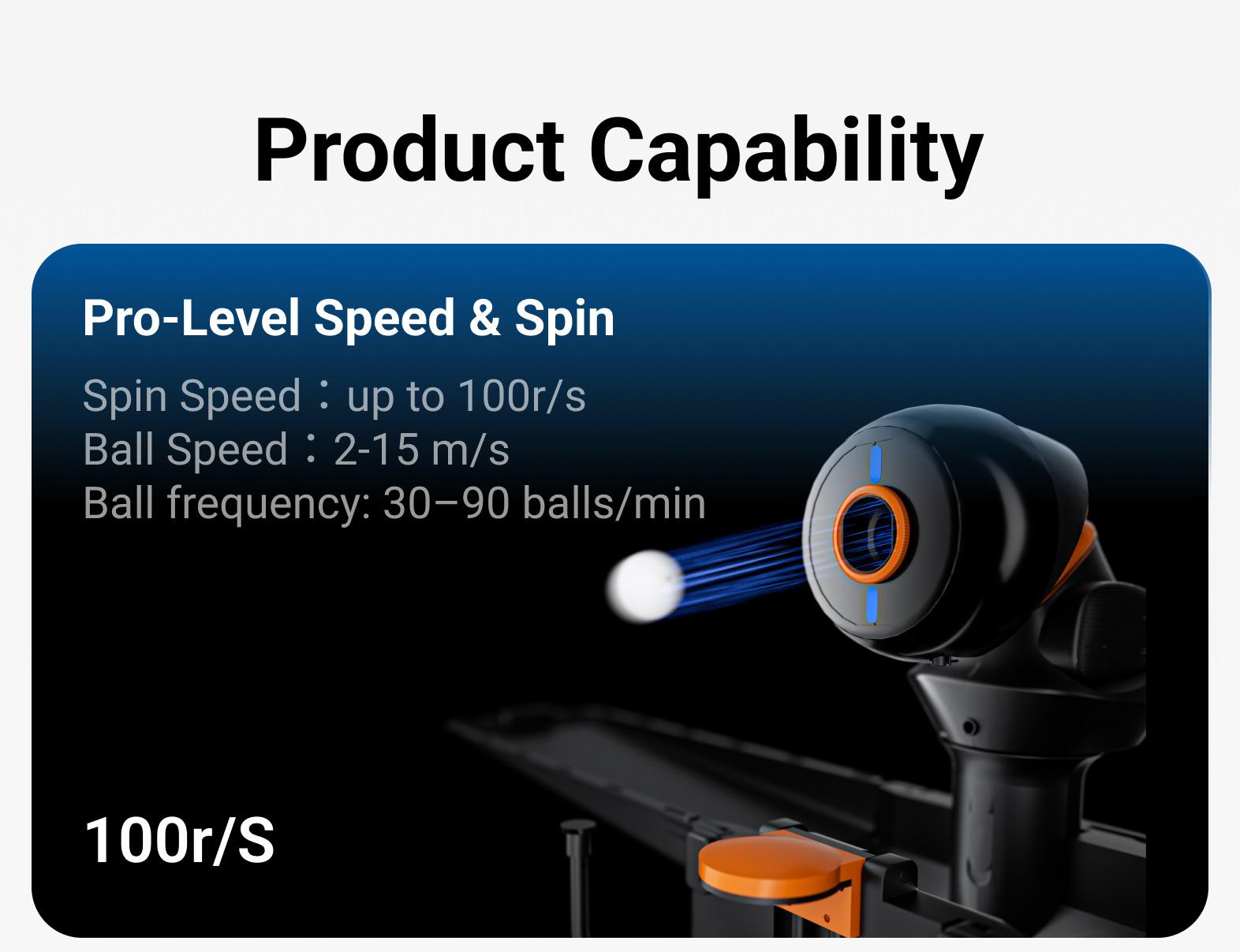 Omni S Pro Clamp-On Table Tennis Robot, Ping Pong Training Machine with 15 m/s Speed, 100 r/s 360&deg; Spin, E Pad S AI Drills, App & Remote Control
