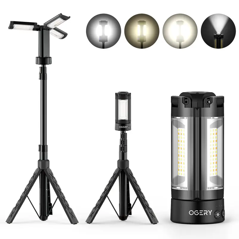 【PRICE SLASH】OGERY 10000/18000mAh Camping Light with Remote Control & Power Bank - Rechargeable 2200 Lumens Dimmable Work Light, Emergency Light & Detachable Tripod (1.75-6.5 Ft) for Outdoor, Hiking, Home & Emergency #Summervibes