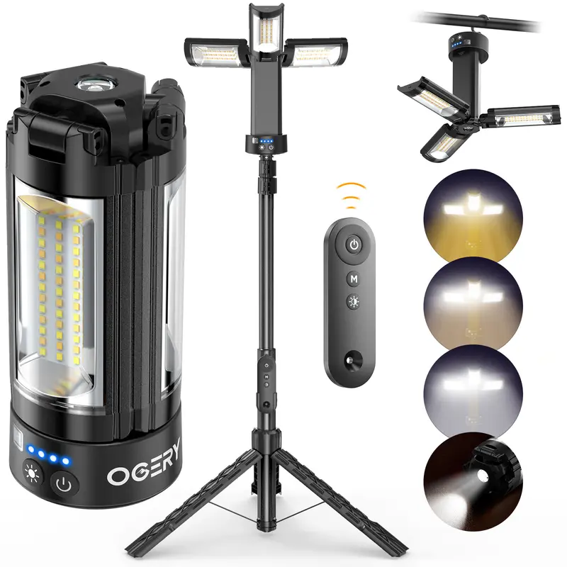 【PRICE SLASH】OGERY 10000/18000mAh Camping Light with Remote Control & Power Bank - Rechargeable 2200 Lumens Dimmable Work Light, Emergency Light & Detachable Tripod (1.75-6.5 Ft) for Outdoor, Hiking, Home & Emergency #Summervibes