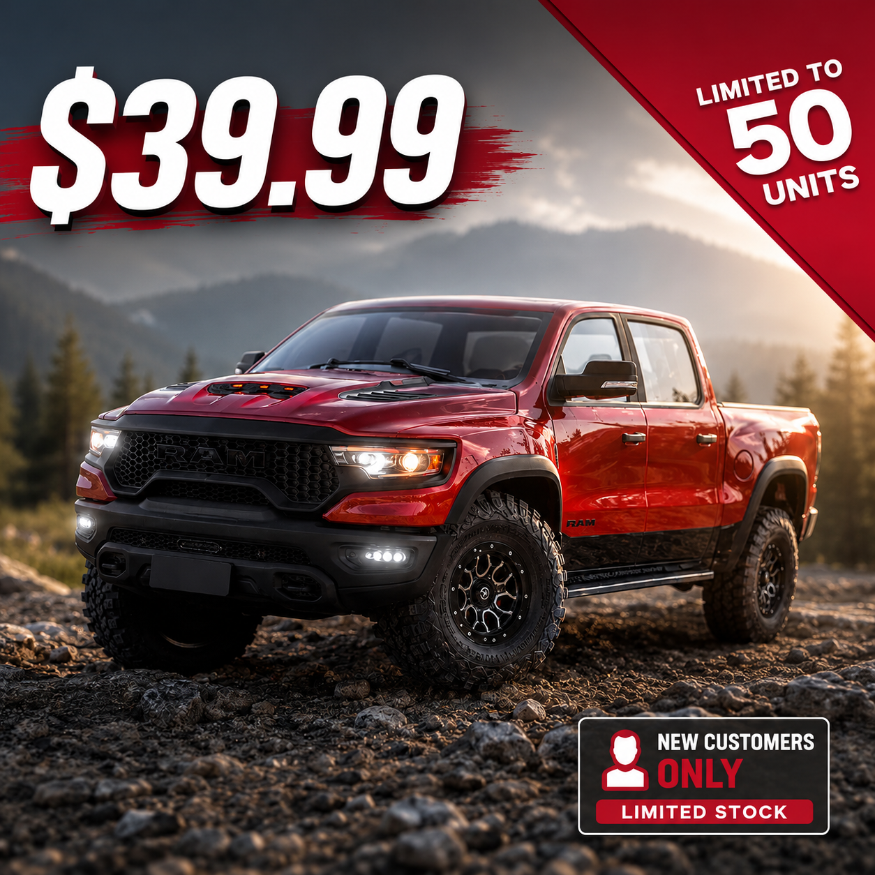 🔥BUY 1 GET 1 FREE 🔥Primal RC 1/8 Scale RAM 1500 FOC Brushless RTR 4WD Trail Truck