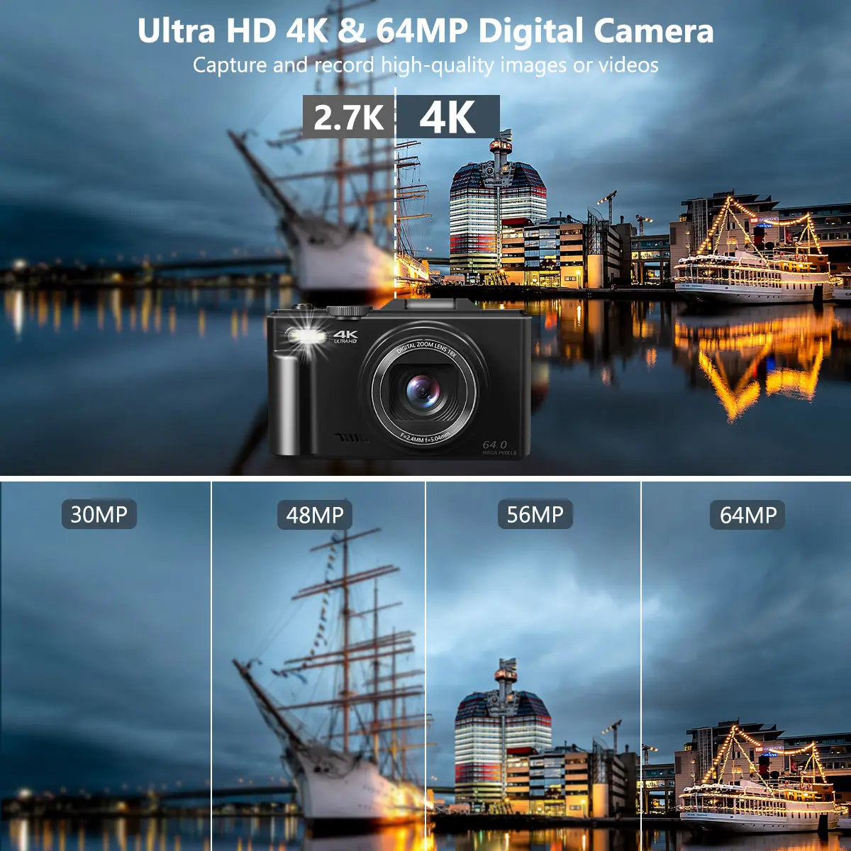 🔥Clearance Sale: Last Day! 🔥4K Digital Camera (Includes 32GB Micro SD Card and 2 Batteries)