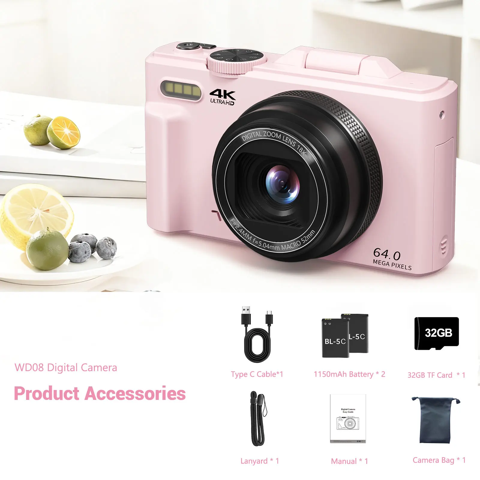 🔥Clearance Sale: Last Day! 🔥4K Digital Camera (Includes 32GB Micro SD Card and 2 Batteries)