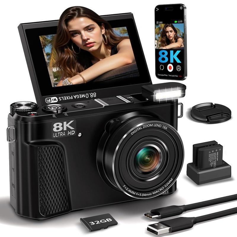 🔥Clearance Sale: Last Day! 🔥4K Digital Camera (Includes 32GB Micro SD Card and 2 Batteries)