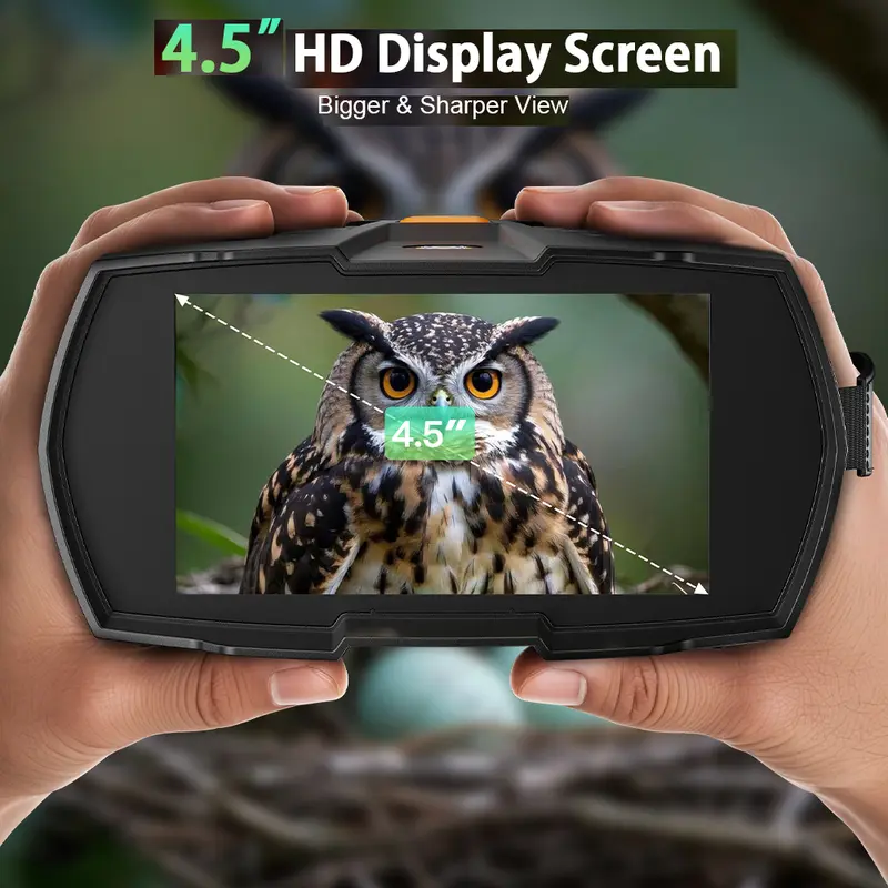 MINENER 4.5-inch Night Vision Device / 4K Binoculars (Includes 32GB SD Card) — 10x Digital Zoom, 5000mAh Battery