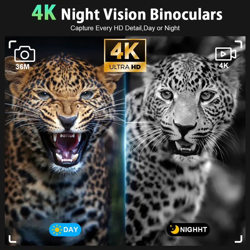 MINENER 4.5-inch Night Vision Device / 4K Binoculars (Includes 32GB SD Card) — 10x Digital Zoom, 5000mAh Battery